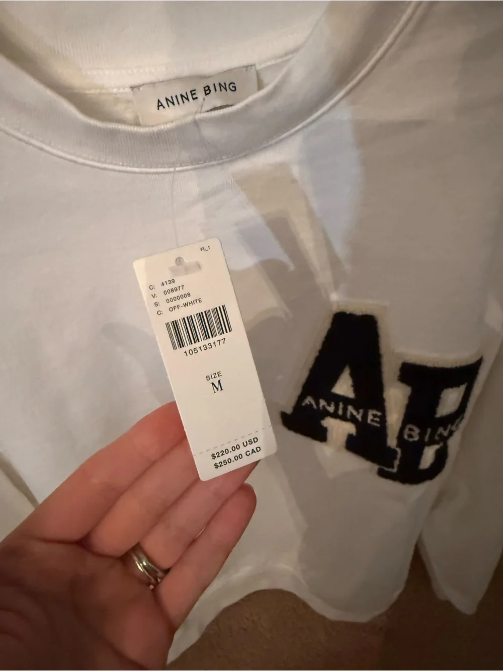Anine Bing Off-White Logo Appliqué Crew Sweatshirt - Picture 4 of 5